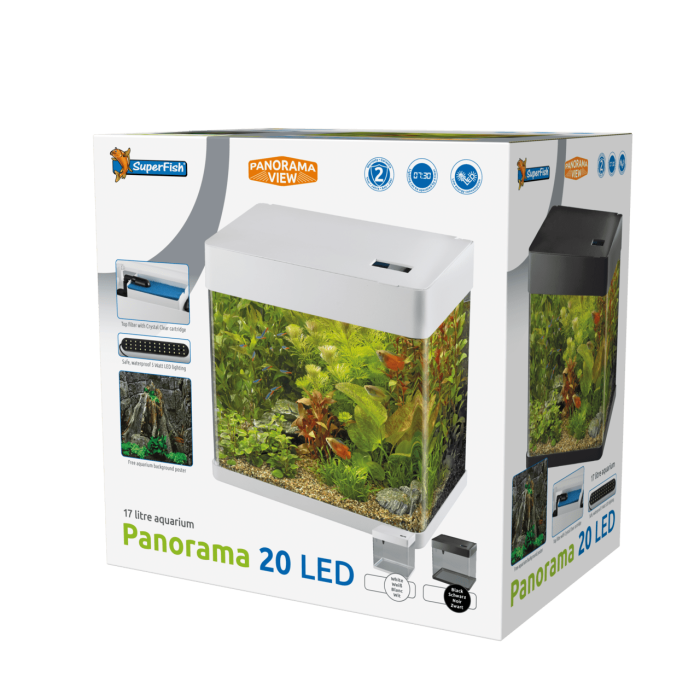SuperFish Panorama 20 LED White — компактный панорамный аквариум 20л с LED