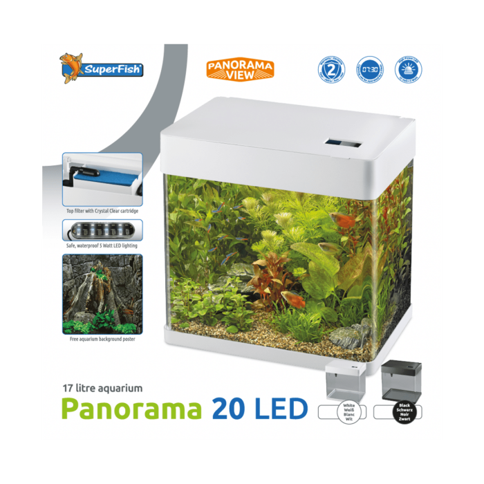 SuperFish Panorama 20 LED White — компактный панорамный аквариум 20л с LED