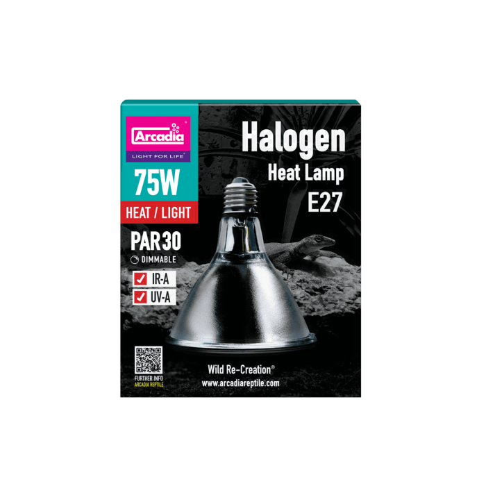 ARCADIA HALOGEN BASKING SPOT (E27) 75 WATT (R2100160) лампа для рептилій