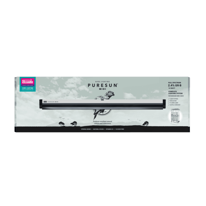 ARCADIA PURESUN BIRD LAMP KIT WITH BRACKET MIDI 14 WATT (R2100065) лампа для птахів