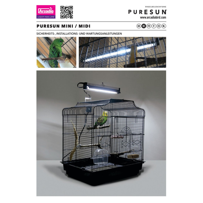 ARCADIA PURESUN BIRD LAMP KIT WITH BRACKET MIDI 14 WATT (R2100065) лампа для птахів