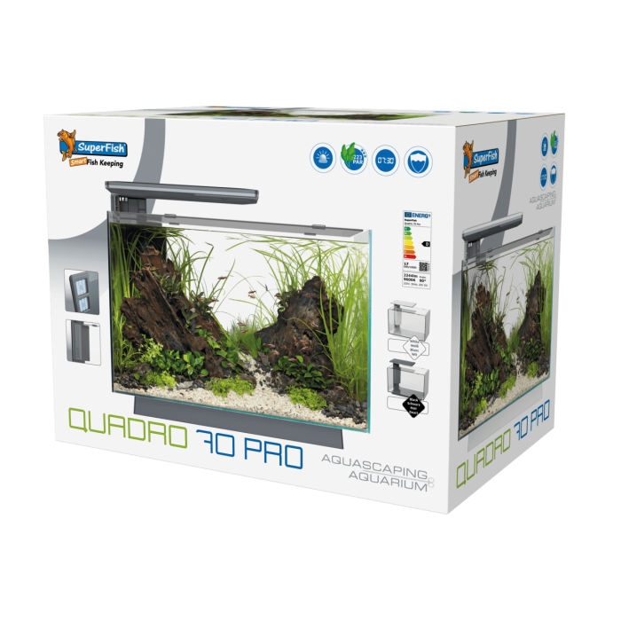 Купити SuperFish Quadro 70 Pro Black — стильний акваріум 70 л з LED і фільтром