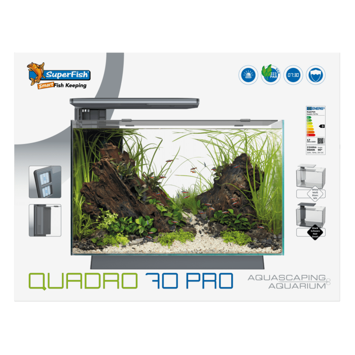 Купити SuperFish Quadro 70 Pro Black — стильний акваріум 70 л з LED і фільтром