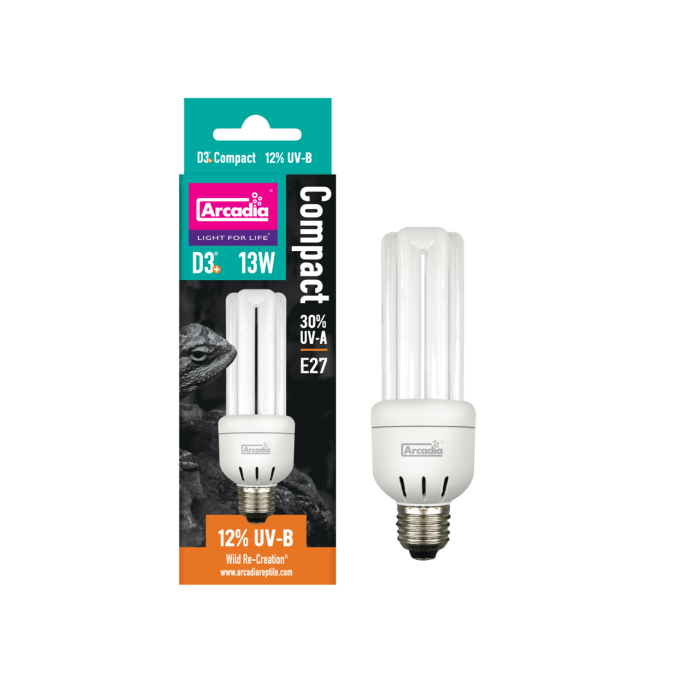 Купити ARCADIA MINI TRIPLE U D3+ 12% COMPACT 13W – ультрафіолетова лампа для рептилій