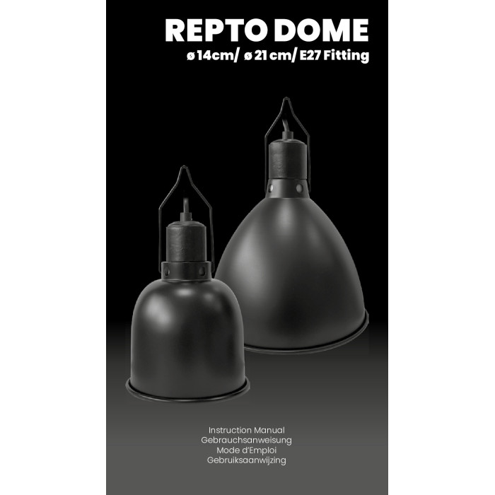 Купити REPTO DOME E27 21CM BLACK – світильник для тераріуму з керамічним патроном